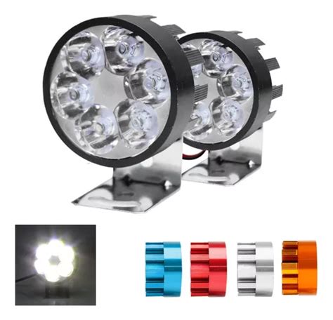 Par Faro Led Redondo Auxiliar Estrobo Auto Moto W Mercadolibre