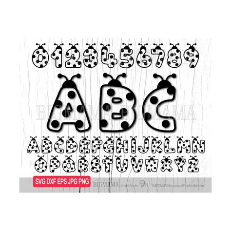 Ladybug Alphabet Svg Dxf Letters Font Numbers Birthday Cut F Inspire