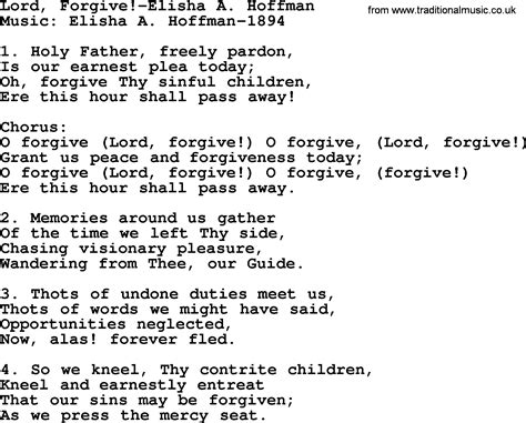 Hymns About God S Forgiveness Title Lord Forgive Elisha A Hoffman