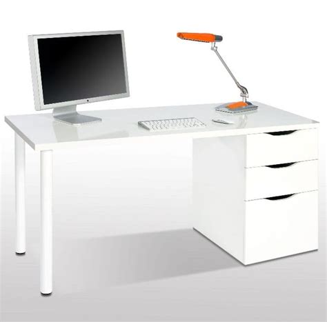 white gloss desk  drawers madrid white gloss computer desk