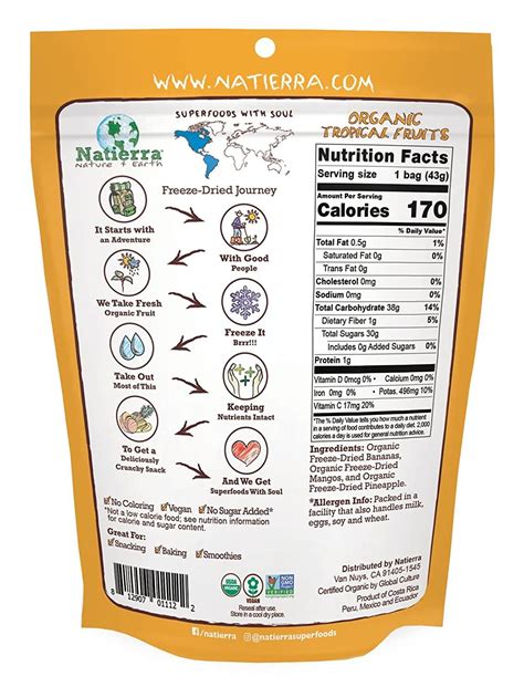 Natierra Nature S All Foods Organic Freeze Dried Tropical Fruits Non