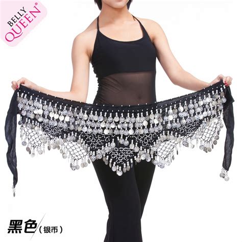 Velvet Belly Dance Hip Scarf With Silver Coins [10320s] 7 69