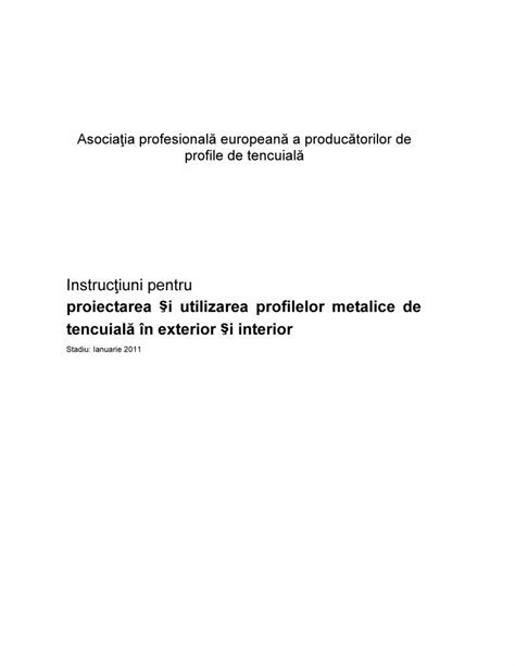 PDF proiectarea şi utilizarea profilelor metalice de tencuială