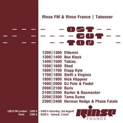 Ostgut Ton Takes Over Rinse Fm And Rinse France On Saturday News Ra