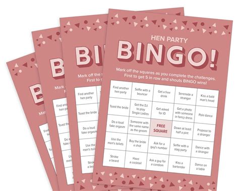 Hen Party Games Hen Party Bingo Game Hen Do Game Rose Gold Etsy Uk