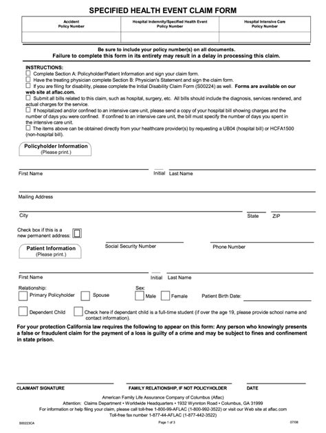 Aflac Printable Forms