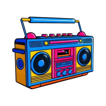 Colorful Retro Boombox Cartoon 3d Design Sound Audio Boombox 3d PNG