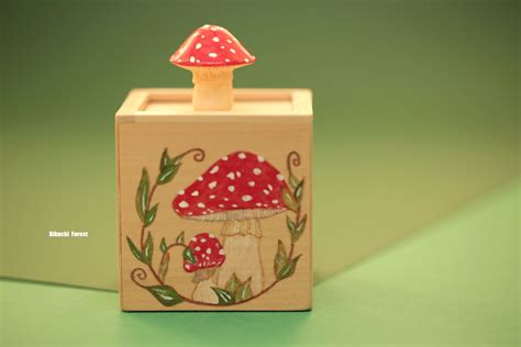 Mushroom Jewelry Boxhand Painted Wood Boxbride Tkeepsake Box