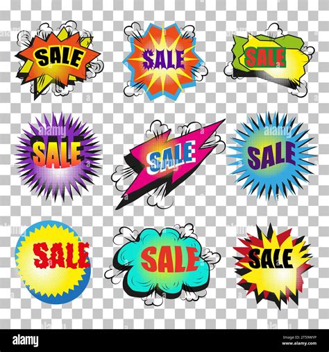 Vector Vintage Pop Art Sale Speech Bubble Set Sale Concept In Comic