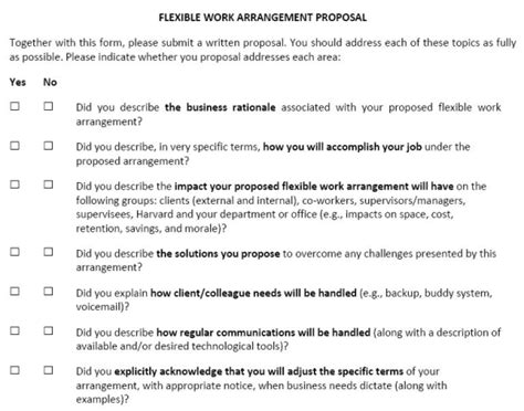 Flexible Work Schedule Agreement Form Template | Master Template