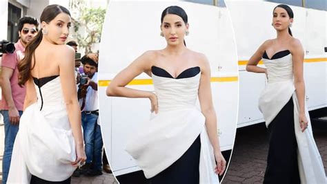 Nora Fatehi Raises Mercury In Black And White Gown