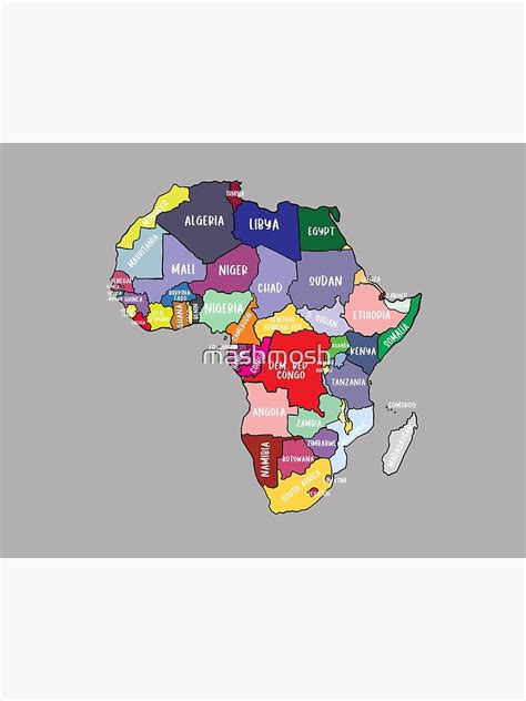 áfrica Mapa Político Bajo Detallado Nombres Color