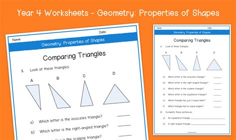 Year 4 Comparing Triangles Worksheets Ks2 Geometry Properties Of