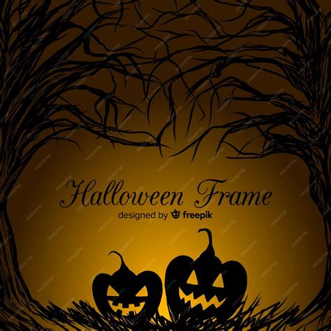 Free Vector Creepy Halloween Frame With Vintage Style