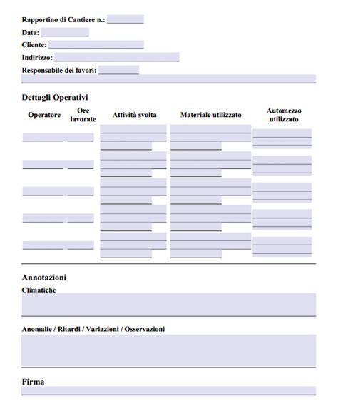 Modello Rapportino Giornaliero Di Cantiere Word E Pdf