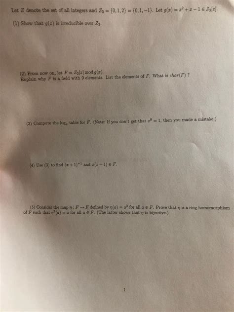 Solved Let Z Denote The Set Of All Integers And Z3 0 1 2