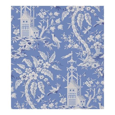 Pagoda Garden Wallpaper Blue Sample Chairish