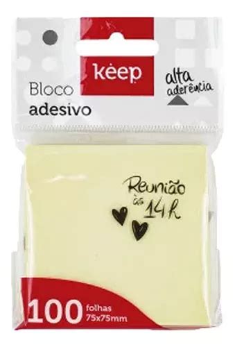 Bloco Adesivo 75x75m Amarelo 100 Folhas Keep MercadoLivre