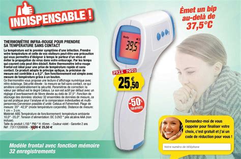 Offre Thermomètre Sans Contact Infrarouge Ft 100b chez Distri Club Medical