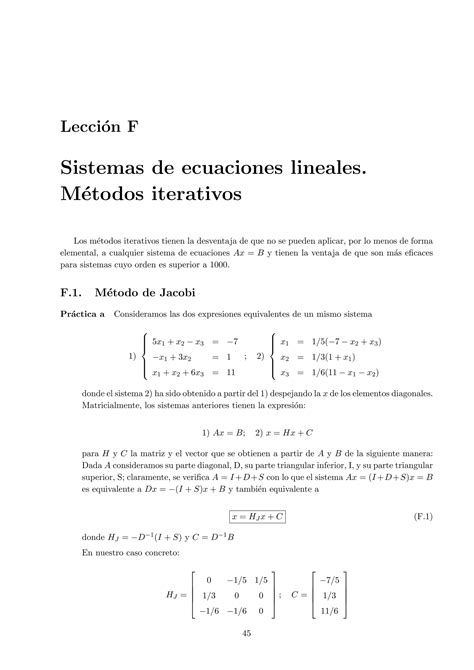 Metodos Iterativos Para Reslver Sistemas Lineales Pdf