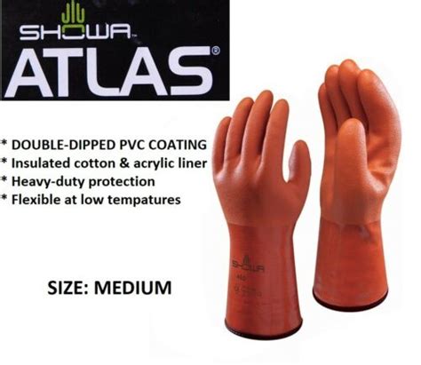 Medium Showa Atlas 460 Insulated Pvc Coated Work Gloves Orange