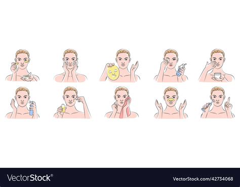 Skin care routine set Royalty Free Vector Image