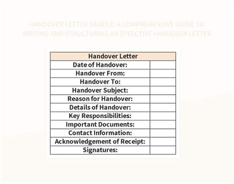 Handover Letter Sample: A Comprehensive Guide To Writing And ...