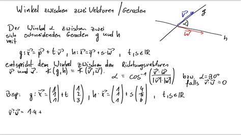 Lineare Algebra Vorgerechnet Winkel Zwischen Zwei Vektoren Geraden