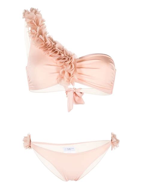 La Reveche Rasha Floral Appliqu One Shoulder Bikini Farfetch