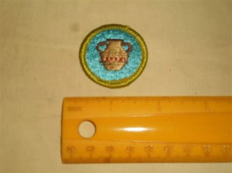 BSA Merit Badge POTTERY Embroidered Patch 1970 S Boy Scouts Of America