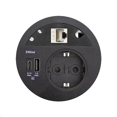 EVOline Circle80 Einbausteckdose USB A C RJ45 CAT6