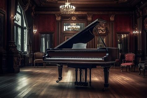 Premium Ai Image Elegant Vintage Grand Piano In Luxurious Living Room