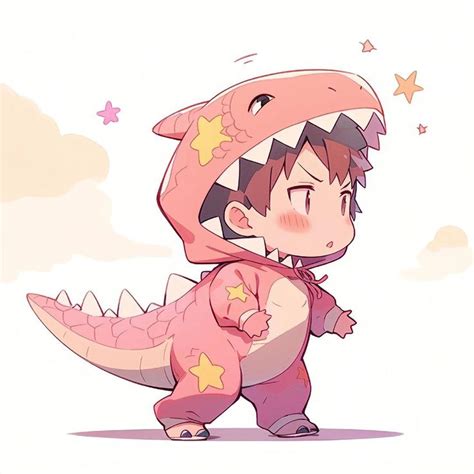 A Little Kid In A Pink Dinosaur Costume With Stars On Its Hoodie