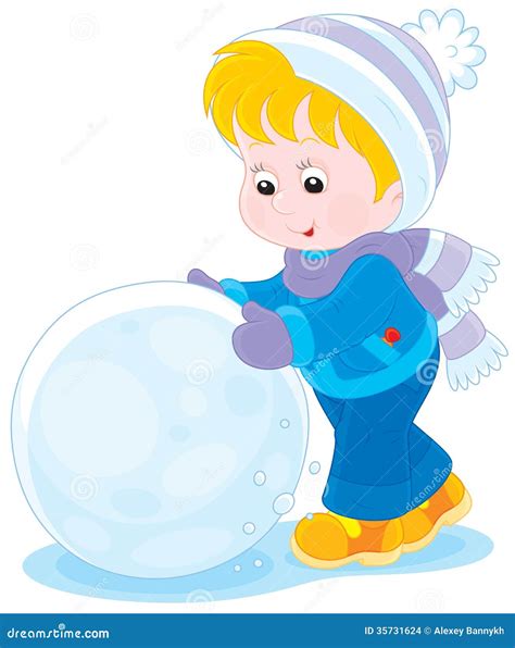 Child with a snowball stock illustration. Illustration of infant - 35731624