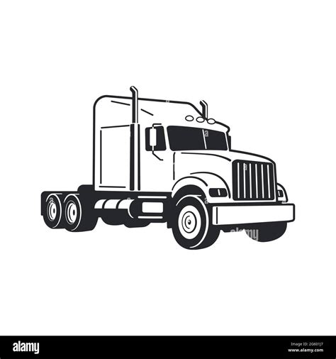 Semi truck. Vector Outline Lorry. White blank template for truck, semi-trailer for advertising ...