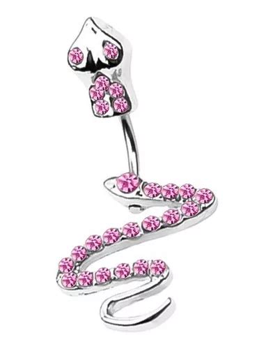 Piercing Ombligo Serpiente Zig Zag G Diamante Rosa Plug Meses Sin