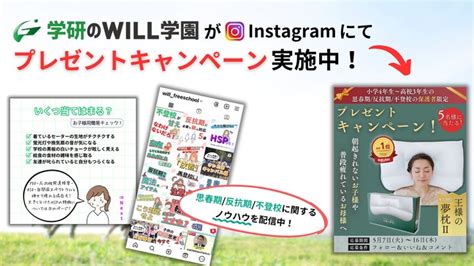 【学研のフリースクール・サポート校will学園】がinstagramアカウントにて“安眠枕”プレゼントキャンペーンを開催中！ 株式会社