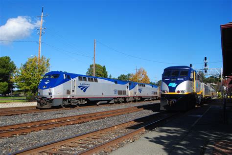 West Bound Amtrak California Zephyr Meets A West Bound Amtrak