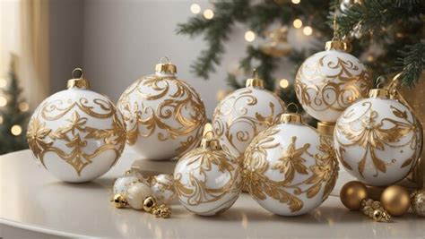 Premium AI Image | White and Gold Christmas Ornaments