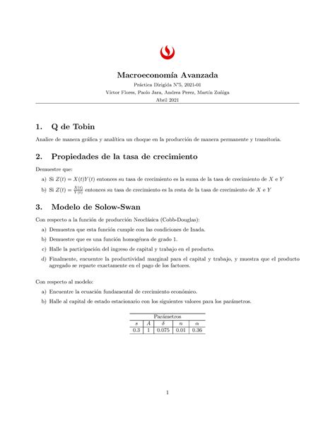 Pd Pr Ctica Dirigida Macroeconom A Avanzada Pr Actica Dirigida