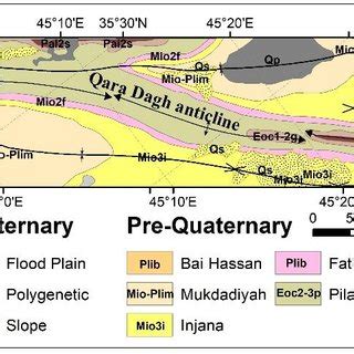 Geological Map Of Sulaimaniyah Quadrangle Scale 1 250 000 Showing