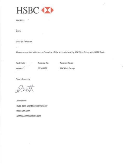 Example Bank Confirmation Letter Pdf