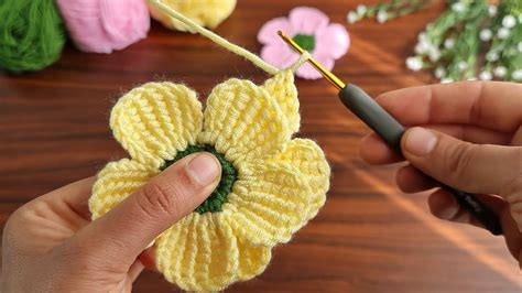 3d⚡💯wow Amazing 💯👌how To Make Eye Catching Tunisian Crochet ⚡💯 Very Easy Crochet Rose Flower