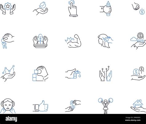 Hands Outline Icons Collection Grip Grasp Clench Wring Fist Hold Palm Vector And