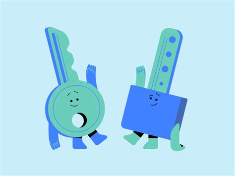 Two Cartoon Characters Are Holding Keys To Each Other