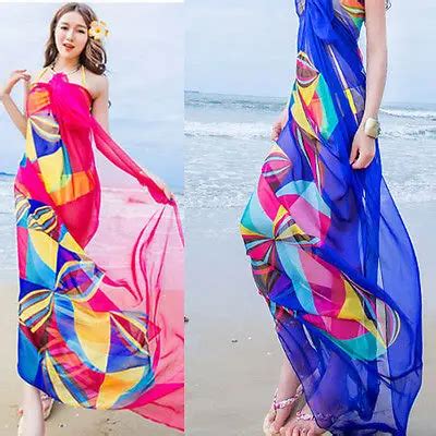 Womens Chiffon Wrap Pareo Sarong Dress Bikini Scarf Beach Bikini