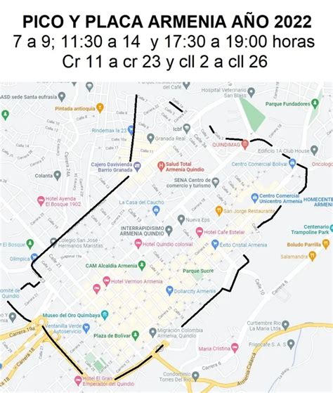 Mapa Del Pico Y Placa En Armenia Printable Online