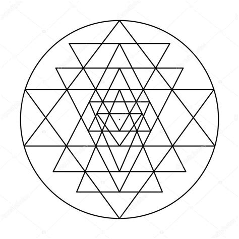 Nove Triangoli Interconnessi Dello Sri Yantra Che Circondano Punto