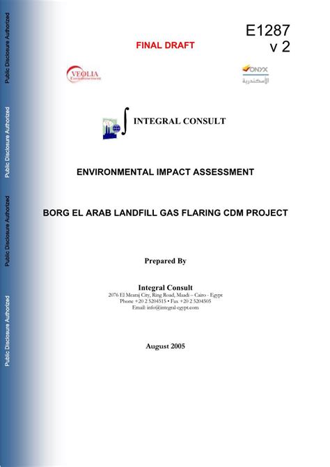 ENVIRONMENTAL IMPACT ASSESSMENT Borg El Arab Landfill Gas Flaring CDM ...