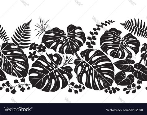 Tropical Plants Silhouette Pattern Royalty Free Vector Image